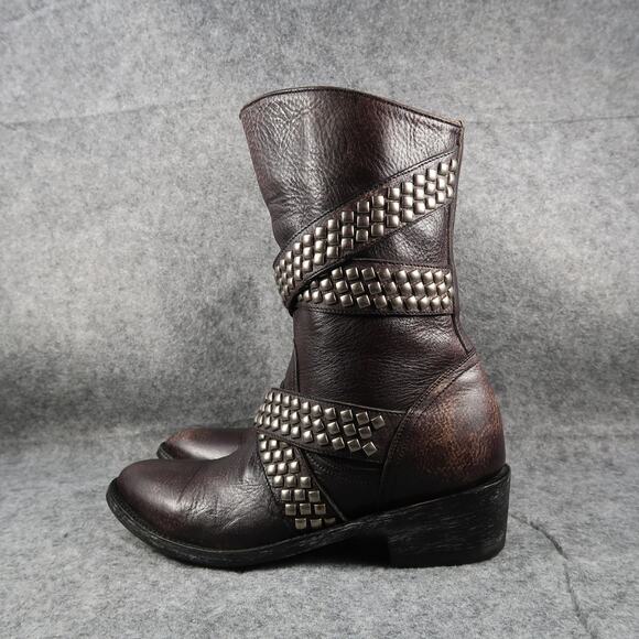 Old Gringo Boots Womens 6 Moto Western Queentia Short Leather Stud Biker Pull On - Picture 5 of 16